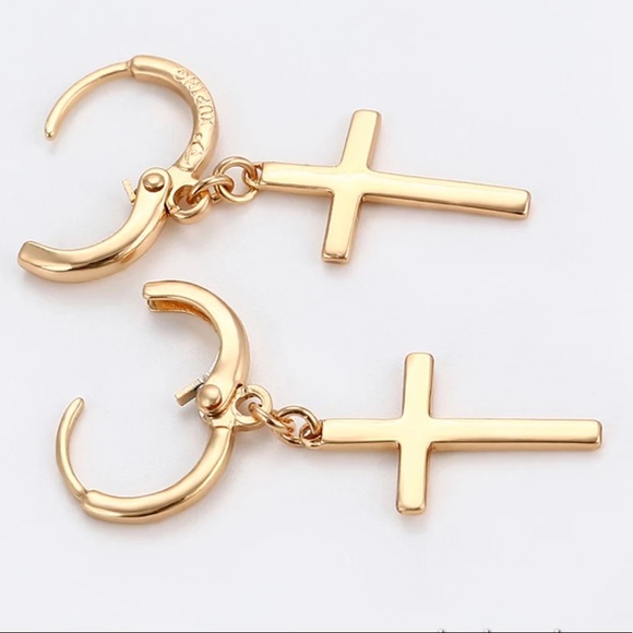 Mini Cross Pendant Earrings - Picture 2 of 7